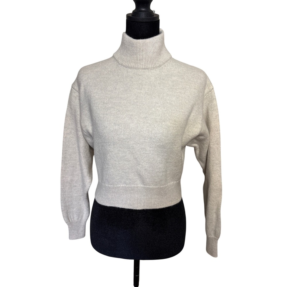 Wilfred Free Aritzia Cream Cropped Turtleneck Sweater Small Knit READ MESUREMENT